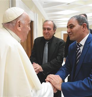 Рами и Бассам на аудиенции у папы Франциска 27 марта 2024 г. Фото: Vatican Media/Catholic Press Photo